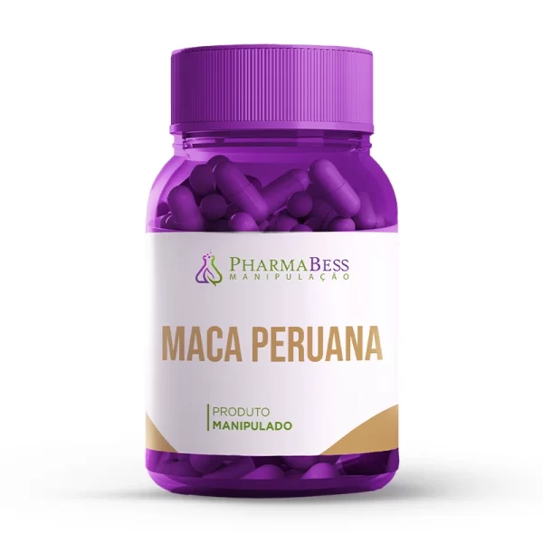 Maca Peruana 500mg em cápsulas para melhorar a saúde sexual e o desempenho físico.