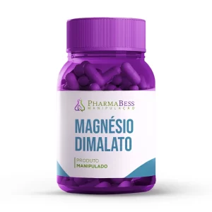 Magnésio Dimalato 400mg - Suplemento em cápsulas para fibromialgia, saúde muscular e desintoxicação de metais pesados. Imagem ilustrativa.