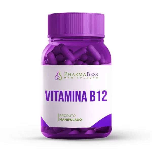 Vitamina B12 1mg - Suplemento em cápsulas para saúde neurológica, produção de hemácias e função cognitiva. Imagem ilustrativa.