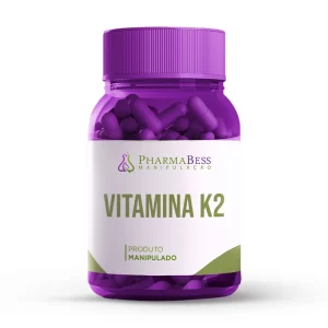 Vitamina K2 50MCG em cápsulas - Suporte para ossos fortes e saúde cardiovascular. Imagem ilustrativa.