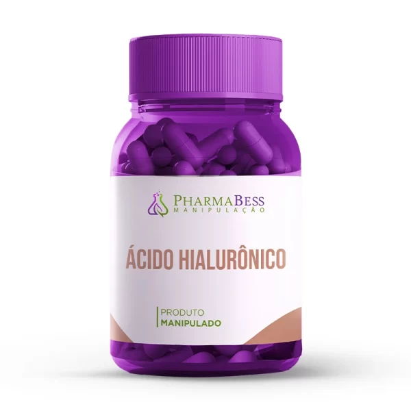 Ácido Hialurônico 50mg - Suplemento em cápsulas para hidratação da pele e saúde das articulações. Imagem ilustrativa.