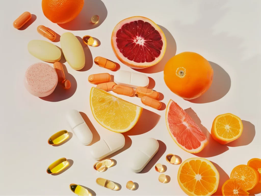 Benefícios da vitamina C com alimentos e suplementos.