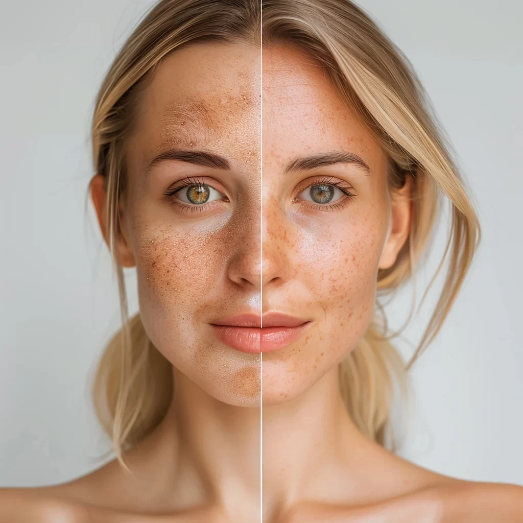 Comparação da pele com e sem melasma